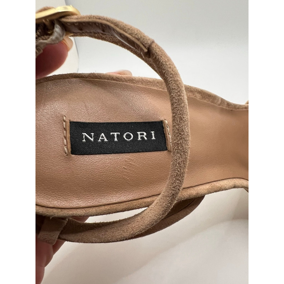 New Women's Natori Beige Suede Knot Detail Heels Size 8.5 - Picture 4 of 6